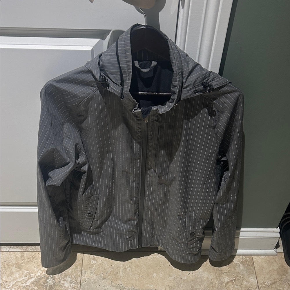 Lululemon Gray Striped Rain/wind/Hooded Jacket
